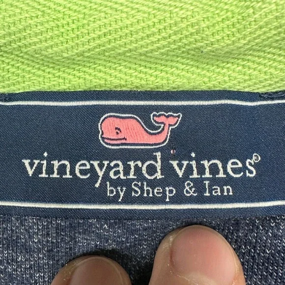 Vineyard Vines Pullover Sweatshirt Mens Medium Blue Green Quarter Zip Sweater